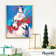 Laden Sie das Bild in den Galerie-Viewer, Diamond Painting | Diamond Painting - Snowman and Penguins | animals Diamond Painting Animals winter | FiguredArt