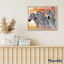Laden Sie das Bild in den Galerie-Viewer, Diamond Painting | Diamond Painting - Zebra Family | animals Diamond Painting Animals zebras | FiguredArt
