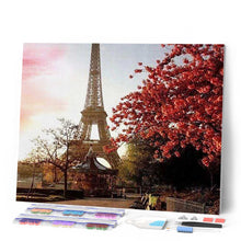 Laden Sie das Bild in den Galerie-Viewer, Diamond Painting | Diamond Painting - Eiffel Tower and Red Flowers | cities Diamond Painting Cities trees | FiguredArt