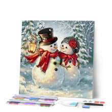 Laden Sie das Bild in den Galerie-Viewer, Diamond Painting | Diamond Painting - Snowmen lovers | Diamond Painting Romance romance winter | FiguredArt