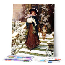 Laden Sie das Bild in den Galerie-Viewer, Diamond Painting | Diamond Painting - Woman and her Dog | Diamond Painting Romance romance | FiguredArt