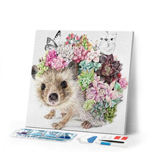 Laden Sie das Bild in den Galerie-Viewer, Diamond Painting | Diamond Painting - Hedgehog and Flowers | animals Diamond Painting Animals flowers hedgehogs | FiguredArt