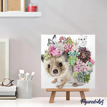 Laden Sie das Bild in den Galerie-Viewer, Diamond Painting | Diamond Painting - Hedgehog and Flowers | animals Diamond Painting Animals flowers hedgehogs | FiguredArt