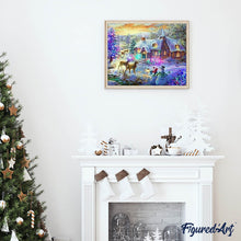 Laden Sie das Bild in den Galerie-Viewer, Diamond Painting | Diamond Painting - Deer near the house | animals Diamond Painting Animals Diamond Painting Landscapes landscapes |