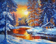 Laden Sie das Bild in den Galerie-Viewer, Diamond Painting, Abendrot auf dem Fluss