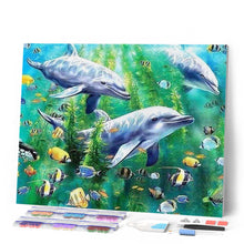 Laden Sie das Bild in den Galerie-Viewer, Diamond Painting | Diamond Painting - Dolphins under water | animals Diamond Painting Animals dolphins | FiguredArt