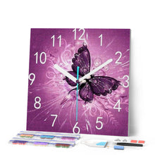 Laden Sie das Bild in den Galerie-Viewer, Diamond Painting | Diamond Painting - Clock and Butterflies | animals butterflies Diamond Painting Animals | FiguredArt