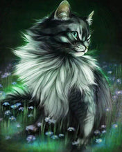 Laden Sie das Bild in den Galerie-Viewer, Diamond Painting, Schöne Katze in den Blumen