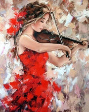 Laden Sie das Bild in den Galerie-Viewer, Diamond Painting – Violinistin im roten Kleid