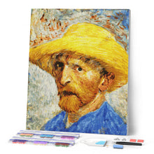 Laden Sie das Bild in den Galerie-Viewer, Diamond Painting - Selbstporträt mit Strohhut - Van Gogh