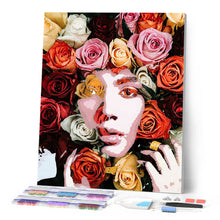 Laden Sie das Bild in den Galerie-Viewer, Diamond Painting – Rosengesicht – 40 x 50 cm auf Keilrahmen gespannt | Figured'Art