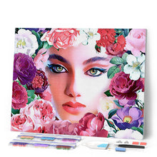 Laden Sie das Bild in den Galerie-Viewer, Diamond Painting – Gesicht und Blumen – 40 x 50 cm auf Keilrahmen gespannt | Figured'Art