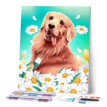 Laden Sie das Bild in den Galerie-Viewer, Diamond Painting – Golden Retriever – 40 x 50 cm auf Keilrahmen gespannt | Figured'Art