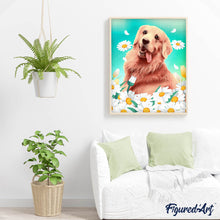 Laden Sie das Bild in den Galerie-Viewer, Diamond Painting – Golden Retriever – 40 x 50 cm auf Keilrahmen gespannt | Figured'Art