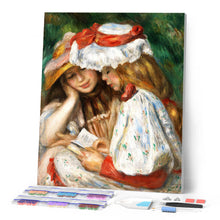Laden Sie das Bild in den Galerie-Viewer, Diamond Painting – Zwei Lesende Mädchen – Renoir – 40 x 50 cm auf Keilrahmen gespannt | Figured'Art