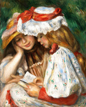 Laden Sie das Bild in den Galerie-Viewer, Diamond Painting – Zwei Lesende Mädchen – Renoir – 40 x 50 cm auf Keilrahmen gespannt | Figured'Art