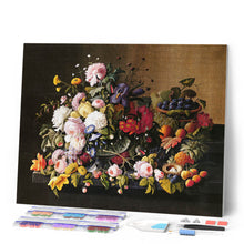 Laden Sie das Bild in den Galerie-Viewer, Diamond Painting – Blumen und Obst – Severin Roesen – 40 x 50 cm auf Keilrahmen gespannt | Figured'Art