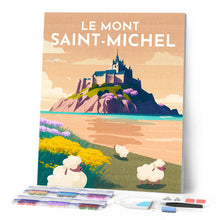 Laden Sie das Bild in den Galerie-Viewer, Diamond Painting – Reiseplakat Mont Saint-Michel – 40 x 50 cm auf Keilrahmen gespannt