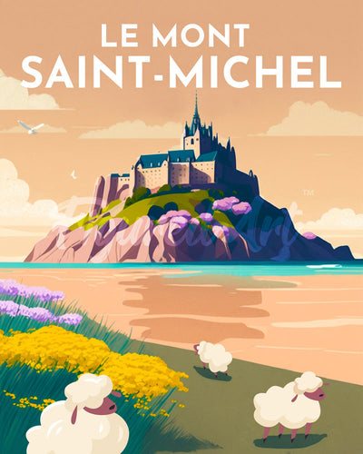 Diamond Painting – Reiseplakat Mont Saint-Michel – 40 x 50 cm auf Keilrahmen gespannt
