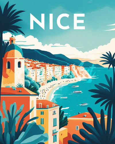 Diamond Painting – Reiseplakat Nizza – 40 x 50 cm auf Keilrahmen gespannt