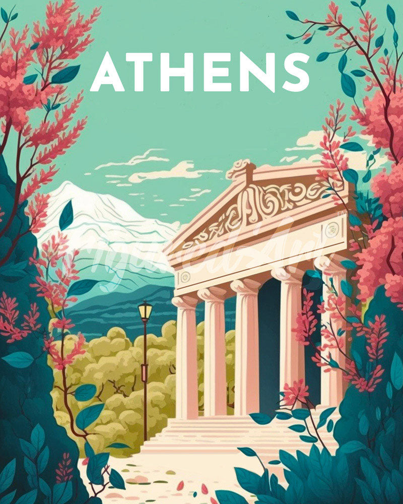 Diamond Painting – Reiseplakat Athen – 40 x 50 cm auf Keilrahmen gespannt