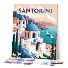 Laden Sie das Bild in den Galerie-Viewer, Diamond Painting – Reiseplakat Santorini