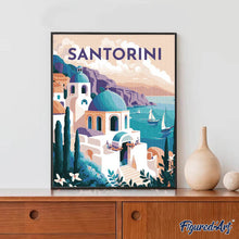 Laden Sie das Bild in den Galerie-Viewer, Diamond Painting – Reiseplakat Santorini