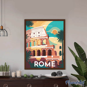 Diamond Painting – Reiseplakat Rom – 40 x 50 cm auf Keilrahmen gespannt