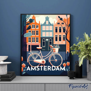 Diamond Painting – Reiseplakat Amsterdam – 40 x 50 cm auf Keilrahmen gespannt