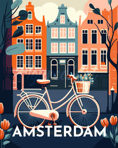 Diamond Painting – Reiseplakat Amsterdam – 40 x 50 cm auf Keilrahmen gespannt