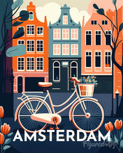 Laden Sie das Bild in den Galerie-Viewer, Diamond Painting – Reiseplakat Amsterdam – 40 x 50 cm auf Keilrahmen gespannt