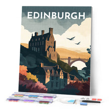 Laden Sie das Bild in den Galerie-Viewer, Diamond Painting – Reiseposter Edinburgh – 40 x 50 cm auf Keilrahmen gespannt