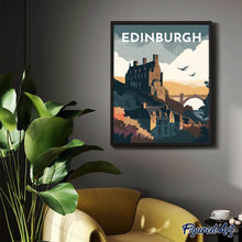 Laden Sie das Bild in den Galerie-Viewer, Diamond Painting – Reiseposter Edinburgh – 40 x 50 cm auf Keilrahmen gespannt