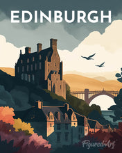 Laden Sie das Bild in den Galerie-Viewer, Diamond Painting – Reiseposter Edinburgh – 40 x 50 cm auf Keilrahmen gespannt