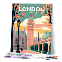 Laden Sie das Bild in den Galerie-Viewer, Diamond Painting – Reiseposter London 2 – 40 x 50 cm auf Keilrahmen gespannt