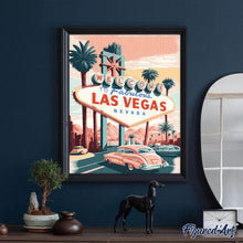 Laden Sie das Bild in den Galerie-Viewer, Diamond Painting – Reiseposter Las Vegas – 40 x 50 cm auf Keilrahmen gespannt