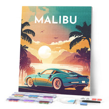 Laden Sie das Bild in den Galerie-Viewer, Diamond Painting – Reiseposter Malibu
