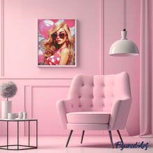 Laden Sie das Bild in den Galerie-Viewer, Diamond Painting – Rosa Ballons und die Diva – 40 x 50 cm auf Keilrahmen gespannt