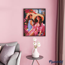 Laden Sie das Bild in den Galerie-Viewer, Diamond Painting - Schwestern in einem rosa Garten
