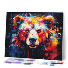 Laden Sie das Bild in den Galerie-Viewer, Diamond Painting – Bär Farbenfroh Abstrakt – 40 x 50 cm auf Keilrahmen gespannt