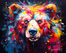 Laden Sie das Bild in den Galerie-Viewer, Diamond Painting – Bär Farbenfroh Abstrakt – 40 x 50 cm auf Keilrahmen gespannt