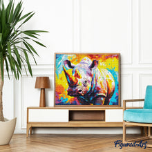 Laden Sie das Bild in den Galerie-Viewer, Diamond Painting - Nashorn Farbenfroh Abstrakt