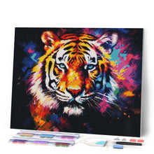 Laden Sie das Bild in den Galerie-Viewer, Diamond Painting – Tiger Farbenfroh Abstrakt – 40 x 50 cm auf Keilrahmen gespannt
