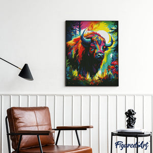 Diamond Painting - Bison Farbenfroh Abstrakt