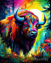 Laden Sie das Bild in den Galerie-Viewer, Diamond Painting – Bison Farbenfroh Abstrakt – 40 x 50 cm auf Keilrahmen gespannt