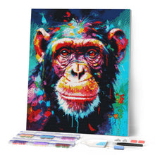 Laden Sie das Bild in den Galerie-Viewer, Diamond Painting – Schimpanse Farbenfroh Abstrakt – 40 x 50 cm auf Keilrahmen gespannt