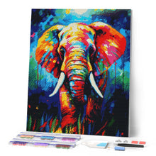 Laden Sie das Bild in den Galerie-Viewer, Diamond Painting – Elefant Farbenfroh Abstrakt – 40 x 50 cm auf Keilrahmen gespannt