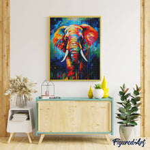 Laden Sie das Bild in den Galerie-Viewer, Diamond Painting – Elefant Farbenfroh Abstrakt – 40 x 50 cm auf Keilrahmen gespannt
