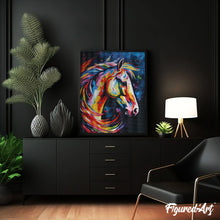 Laden Sie das Bild in den Galerie-Viewer, Diamond Painting – Pferd Farbenfroh Abstrakt – 40 x 50 cm auf Keilrahmen gespannt