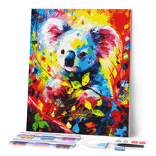 Laden Sie das Bild in den Galerie-Viewer, Diamond Painting – Koala Farbenfroh Abstrakt – 40 x 50 cm auf Keilrahmen gespannt